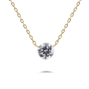 Elegant gold S925 silver necklace with brilliant round cut solitaire sparkling diamond
