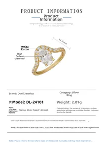 Detailed view of S925 sterling silver gold plated ring with oval high carbon diamond