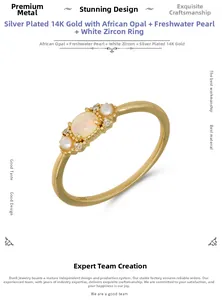 Detailansicht des Rings aus S925 Sterlingsilber mit afrikanischem Opal und Perlen