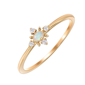 Elegant S925 silver opal snowflake ring with gold plating and sparkling zircon accents