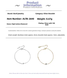 Detailed spec sheet showing S925 sterling silver bracelets with high carbon diamonds