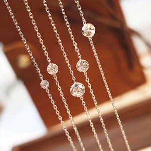 Minimalist S925 sterling silver bracelets with bezel-set round zircon crystals