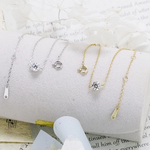 Minimalist S925 sterling silver bracelets with round zircon in gold and silver finish