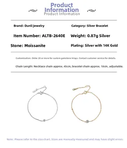 Détails du bracelet en argent S925 moissanite plaqué or 14K et spécifications