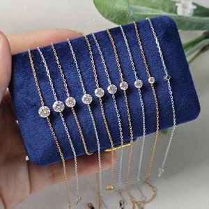 Détails de bracelets en argent S925 minimalistes avec moissanite ronde en or et argent