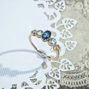 Macro shot of s925 silver ring featuring London Blue Topaz with elegant milgrain edges