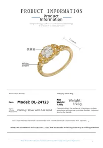 Détail de la bague en argent S925 avec moissanite de 5,5 mm et placage en or 14 carats