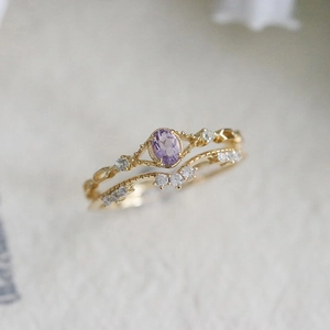 14K Verguld S925 Sterling Zilveren Roze Amethist Hemelblauw Topaas Ring Vrouwen Japanse Zoete Retro Edelsteen Sieraden