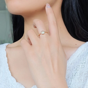 Natural prehnite square gemstone ring in S925 sterling silver with gold finish