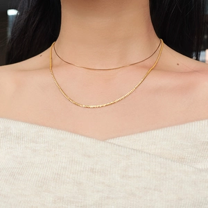 Classic 925 silver gold plated snake chain choker with layered twist necklace style