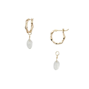 Boucles d'oreilles élégantes en argent doré avec créoles torsadées et cristal goutte d'eau