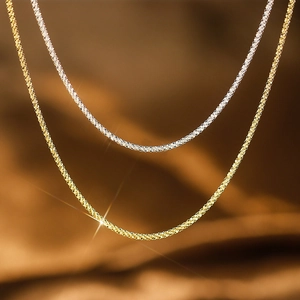 925 Sterling Silver Starry Gypsophila Necklace For Women 14K Gold Plated Sparkling Petal Floral Chain Choker Jewelry Gift