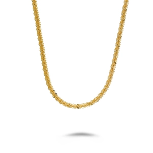 Elegant gold S925 sterling silver popcorn chain necklace with sparkling textured finish