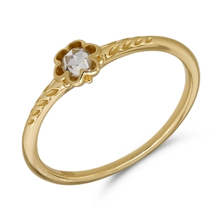 Eleganter 925er Sterlingsilber Rosenring mit funkelndem Moissanit und 14k Vergoldung