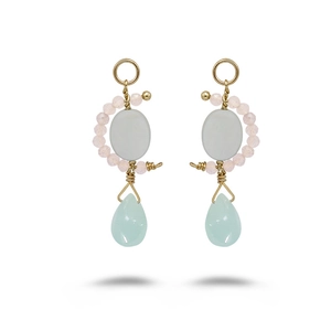Boucles d'oreilles perlées avec labradorite et nacre en finition dorée pour femmes