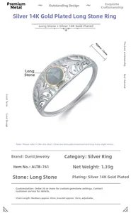 Detailed macro view of an S925 silver 14K gold plated labradorite ring with hollow lace design