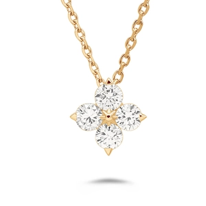 Elegant s925 silver gold clover necklace with sparkling cubic zirconia pendant