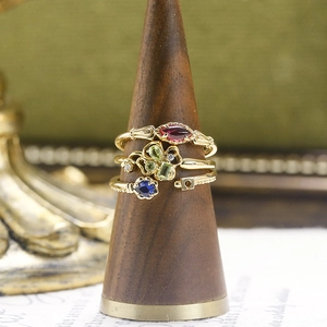 Vintage S925 zilveren ringenset met 14k goudlaag en kleurrijke saffieren edelstenen