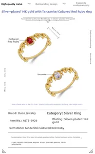 Detailed view of lace-style rings with pear-cut ruby and blue tanzanite stones