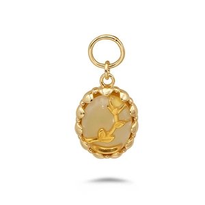 Elegant S925 silver gold-plated pendant with citrine rose and floral leaf engraving