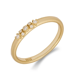 Bague moissanite minimaliste en argent S925 plaqué or avec sept pierres rondes