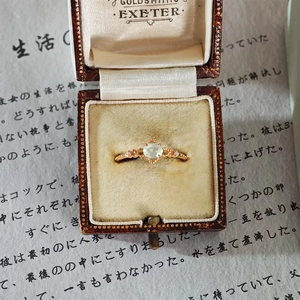 Vintage S925 silver ring with natural green prehnite stone and elegant jewelry box