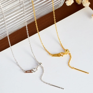 S925 Sterlingsilber Verstellbare Nadelkette Halskette Gold Silber Plattiert Basis Dünne Kreuzkette Schmuck Für Damen