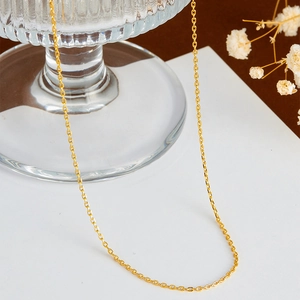 Verstellbare S925 Sterlingsilber Goldkette mit Nadel-Design für Perlenanhänger