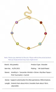 Détails du bracelet arc-en-ciel en argent S925 avec pierres fines et chaîne réglable