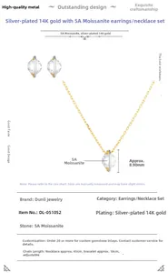 Détails de la parure en argent S925 avec moissanite 5A et pendentif de 8,9 mm