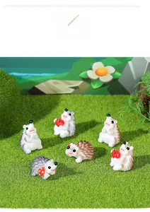 Figurines de hérissons miniatures en résine avec pommes rouges pour décor de jardin