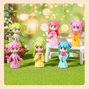 Lot de 6 figurines miniatures de fées pour maison de poupée avec robes pastel et fleurs