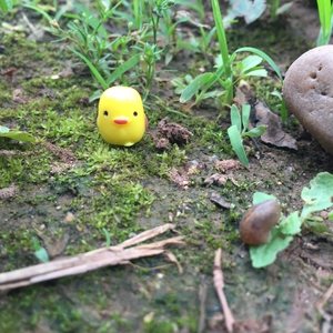 Miniature yellow resin chick figurine for bonsai landscape and succulent garden decor