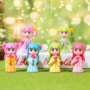 Style Ancien Fée Dessin Animé Fille Figurines PVC Résine Mini Paysage Ornements Pour Voiture Bureau Maison Décor Lolita Poupées