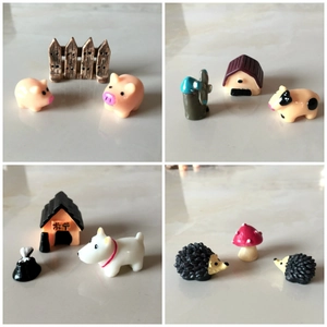 Simpatici Animali Cartone Animato Miniatura Paesaggio Resina Maiale Cane Mucca Riccio Rana Statue Per Decorazione Piante