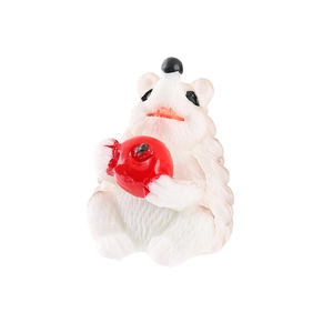 Miniature de hérisson en résine avec pomme rouge pour décoration de paysage terrarium