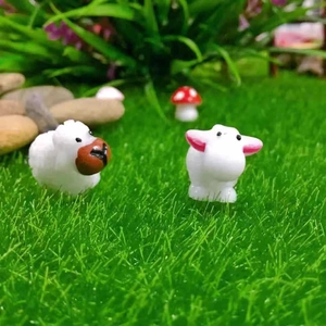 Mini figurine di pecore in resina per paesaggi di muschio e decorazioni da giardino