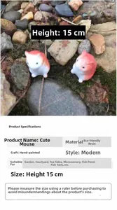 Macro detail of 1.5cm resin miniature mouse figurine for micro landscape decor