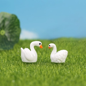 Miniature resin white swan figures for micro landscape succulent garden decoration