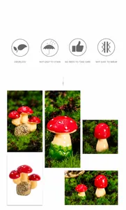 Miniature red mushroom decor for succulent bonsai landscape with waterproof resin finish