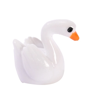 Miniature white resin swan figurines for micro landscapes and succulent garden decor