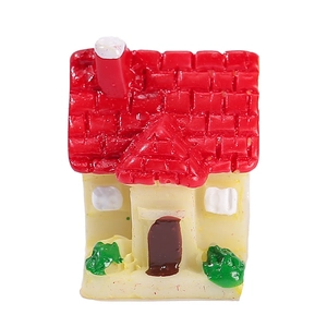Miniature resin cottage ornament with red roof for succulents and fairy garden landscape