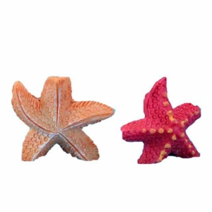 Seestern-Figuren aus Harz in Orange und Pink für maritime Deko oder Aquarienbau