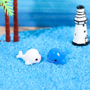 Figuras de delfines de resina en azul y blanco para micropaisajes y decoración de musgo