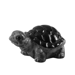 Miniature resin turtle figurine with black polished shell for moss micro landscape