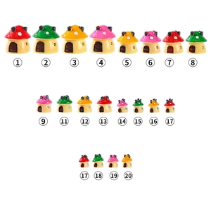 Miniature colorful mushroom house resin figurines for moss micro landscape DIY decoration