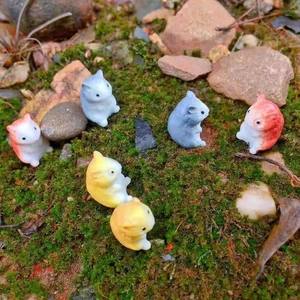 Cute Miniature Hamster Mouse Resin Figurines Micro Landscape Garden Decor Home Office Desk Small Animal Ornament