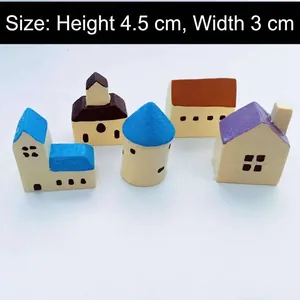Set of 5 miniature resin castle house ornaments for moss landscape DIY decor