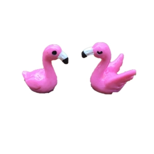 Lot de deux figurines flamants roses en résine pour micro-paysages de succulentes
