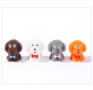 Detailed set of four colorful resin teddy dog figurines for DIY micro landscape decor